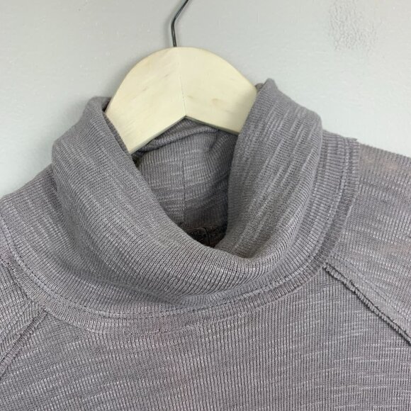 We the Free Taupe Heavy Knit Split Back Oversized Turtleneck Top Small - Picture 3 of 8